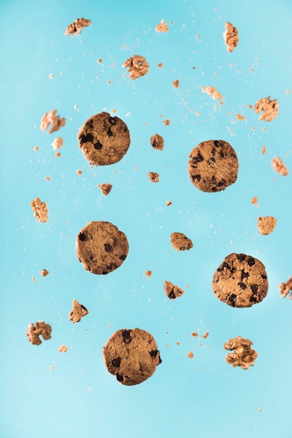 Close-up chocolate cookies with nuts