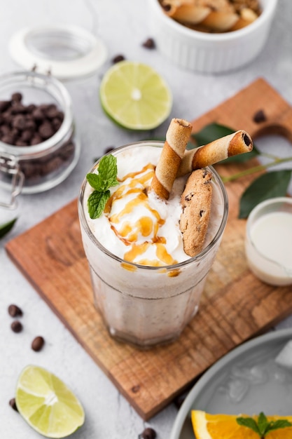 Close-up chocolate milkshake