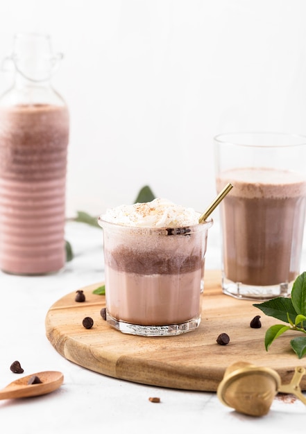 Close-up chocolate milkshake