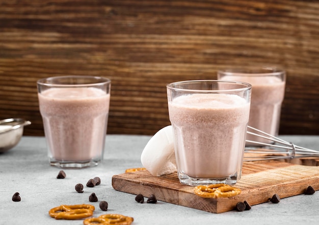 Close-up chocolate milkshake