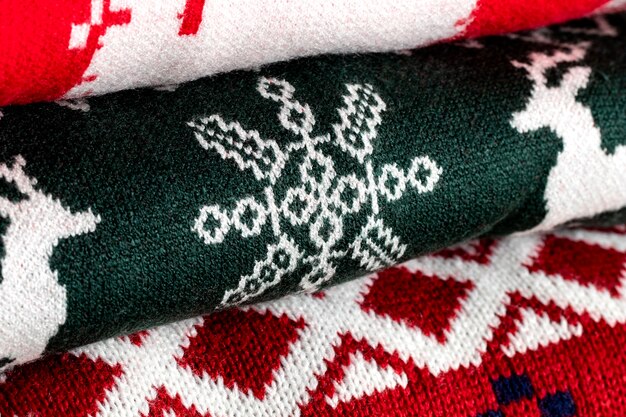 Close up christmas sweaters arrangement