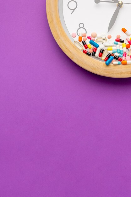 Close-up clock with pills