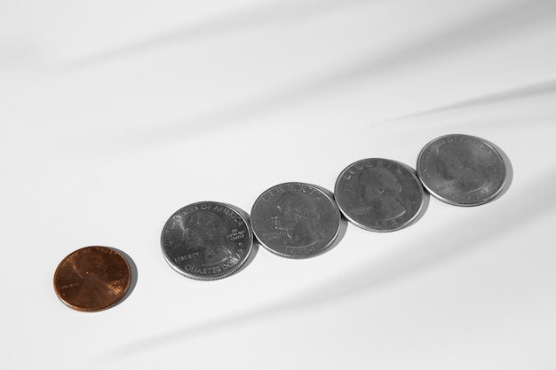 Free photo close up on coins on table