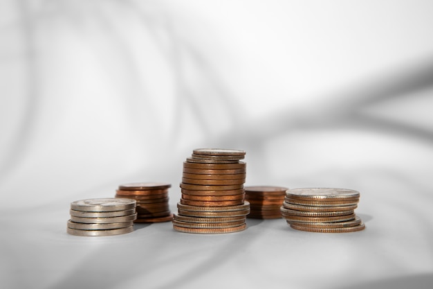 Free photo close up on coins on table