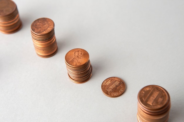 Free Photo close up on coins on table