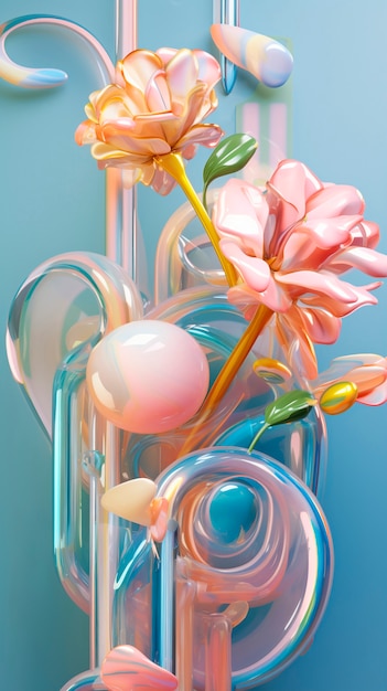 Close up on colorful glass roses