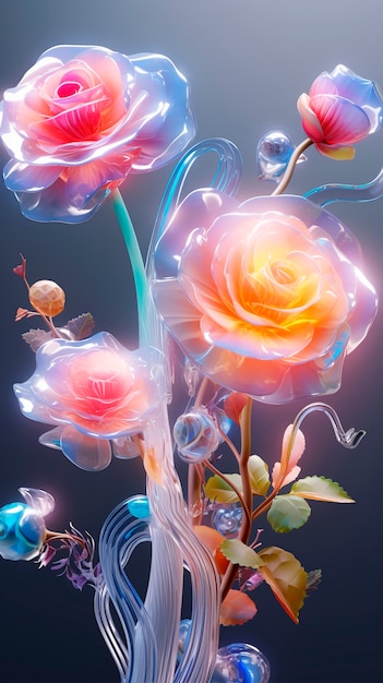 Free Photo close up on colorful glass roses