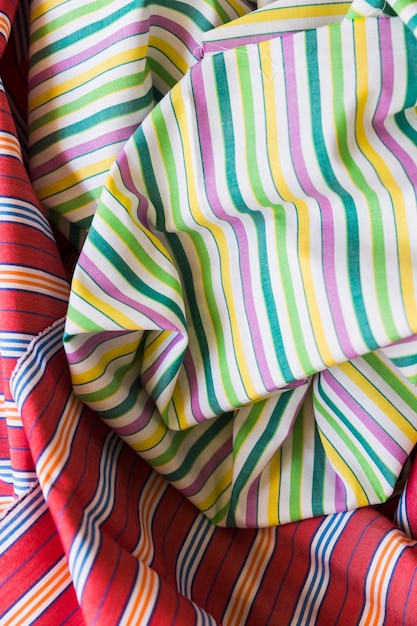 Free Photo close-up of colorful stripes pattern fabric material