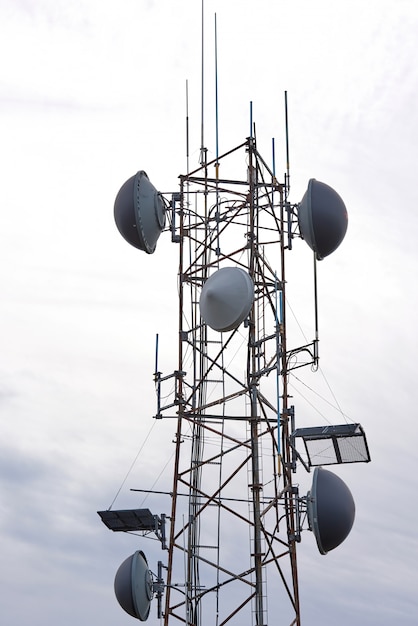 Free photo close up of a communication tower