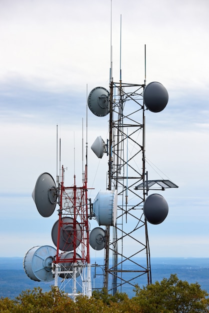 Close up of a communication tower