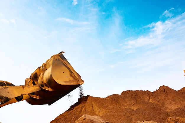 Close-up of a construction site excavator