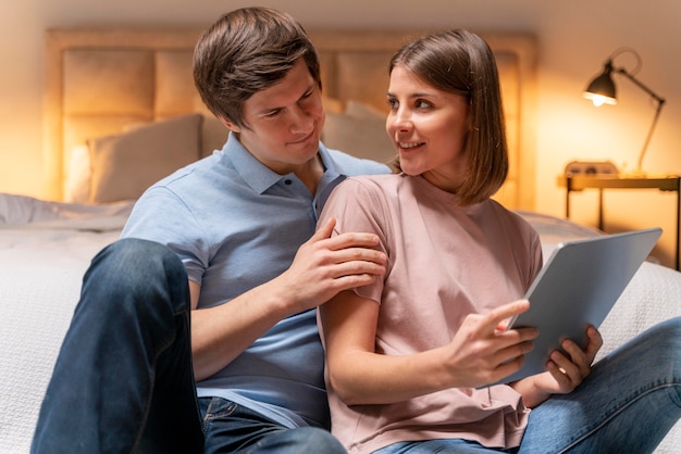 Close-up of a couple together at home