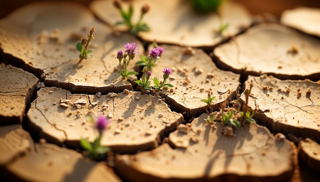 Free photo close up on cracked earth from drought