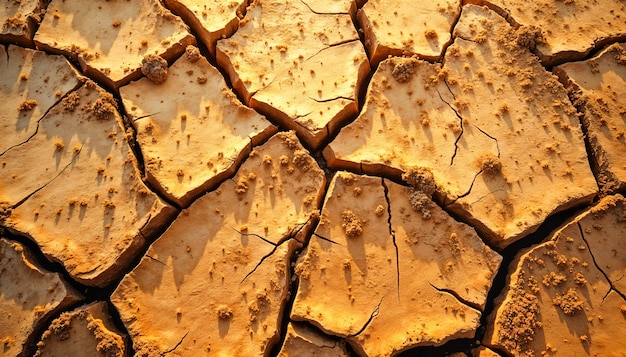 Close up on cracked earth from drought