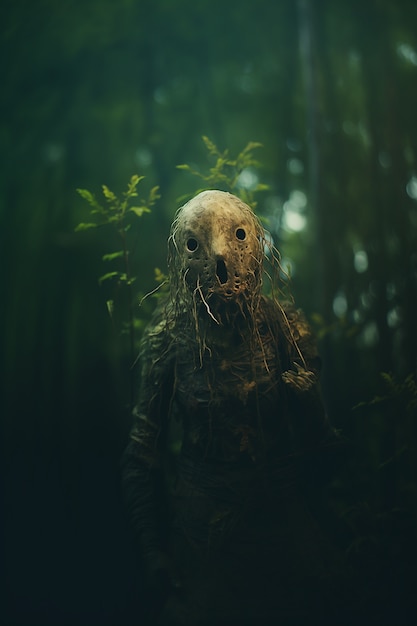 Close up on creepy forest creature