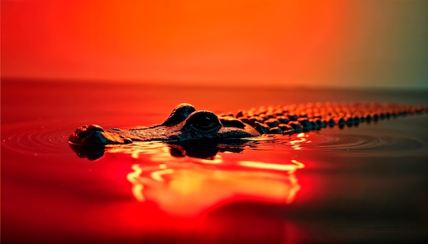 Free photo close up on crocodile in neon light