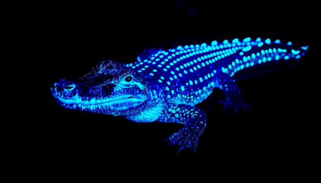 Free photo close up on crocodile in neon light