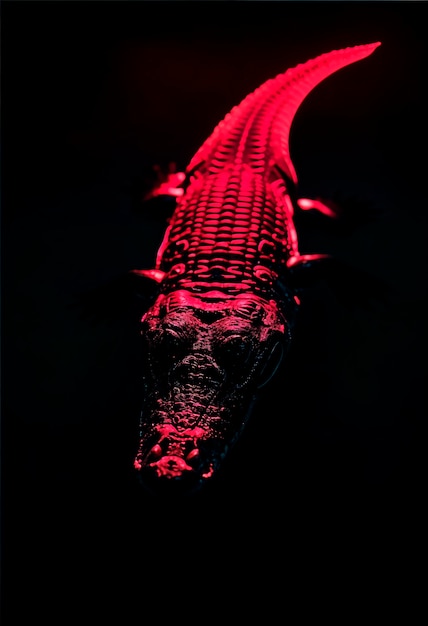 Free photo close up on crocodile in neon light