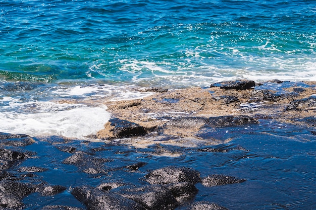 Close-up crystalline water with waves