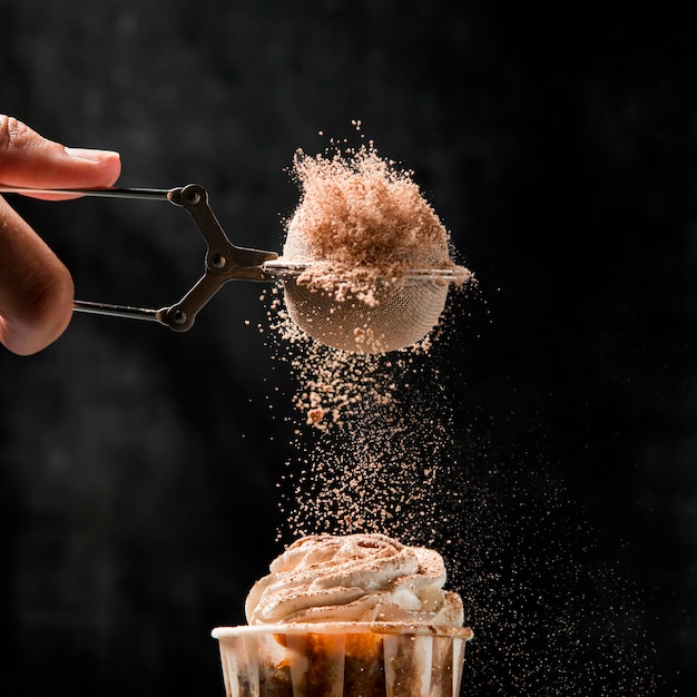 Close-up cupcake with cinnamon