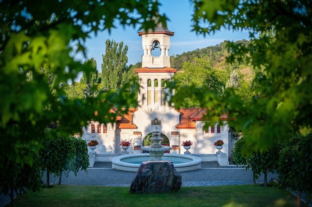 Close up on Curchi monastery aginst the blue sky