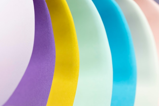 Close-up curved layers of colored papers