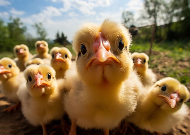 Close up on cute baby chicks