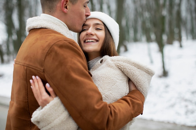 Free Photo close up cute couple posing together