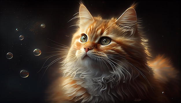 A close up of a cute fluffy kitten staring generative AI