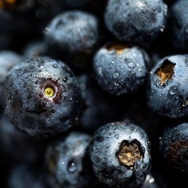 Close-up delicious fresh blueberries