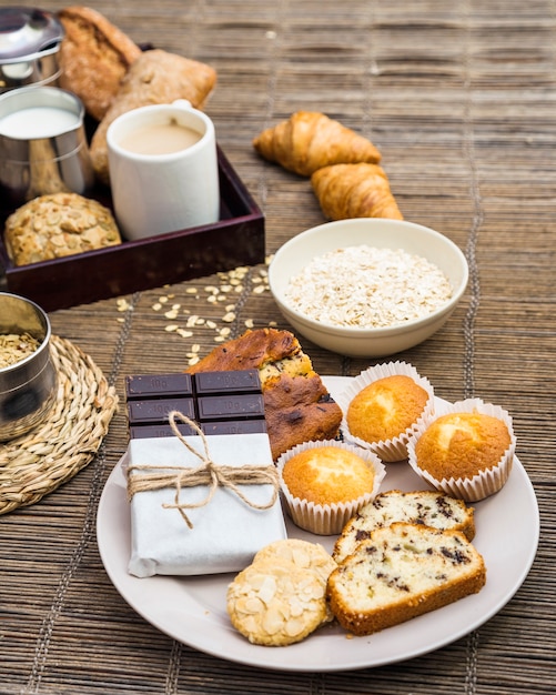 Close-up of delicious healthy breakfast on placemat