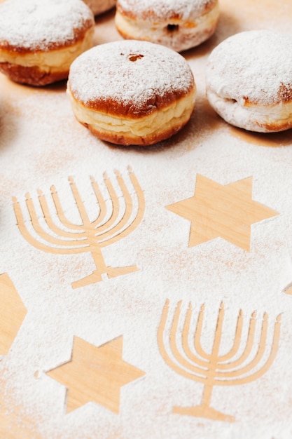 Free photo close-up delicious jewish doughnuts