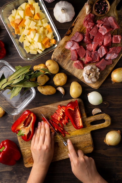 Free Photo close up on delicious meal preparation