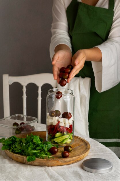 Close up on delicious meal preparation