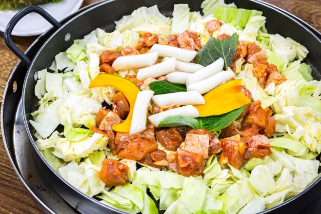 Close-up of delicious meal with chicken and vegetables