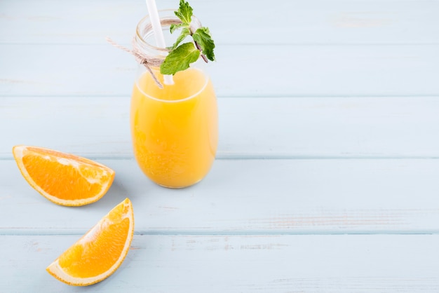 Free photo close-up delicious orange juice with copy space