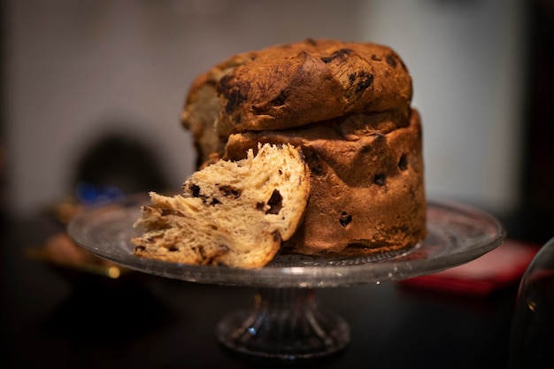 Close-up delicious panettone