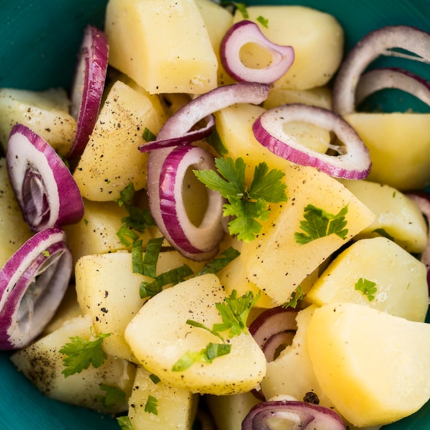 Close-up delicious potato salad