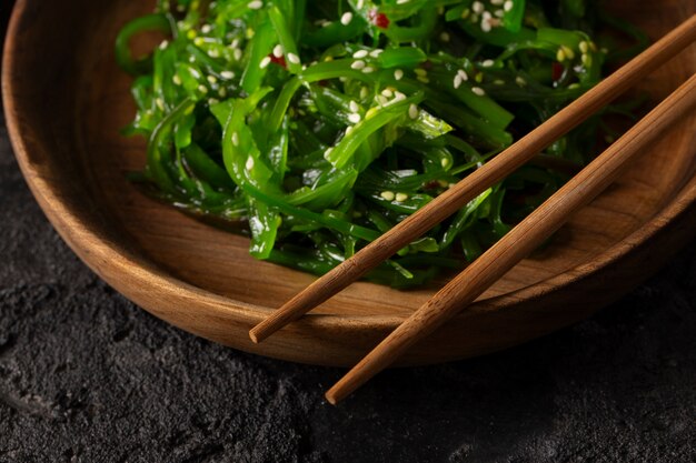 Close up on delicious seaweed dish