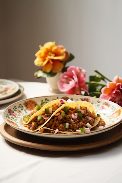 Free photo close up on delicious taco on plate