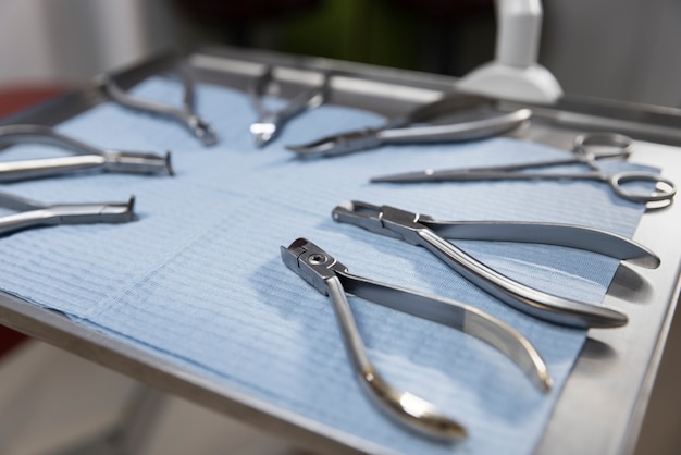 Free photo close up on dentist instruments