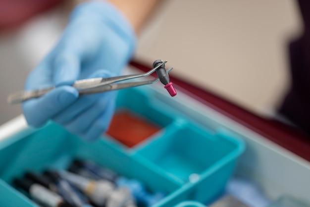 Close up on dentist instruments