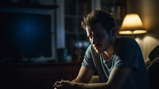 Free photo close up depressed man portrait