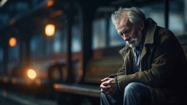 Close up depressed man portrait