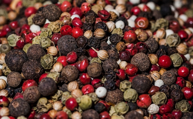 Close-up different sortiments of pepper