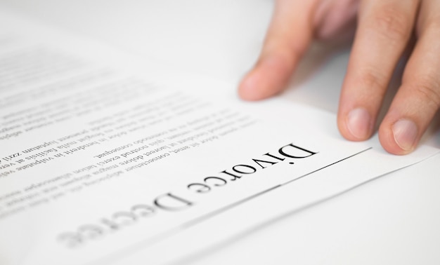 Close-up divorce contract