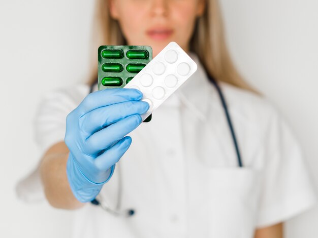 Close-up doctor with medicine