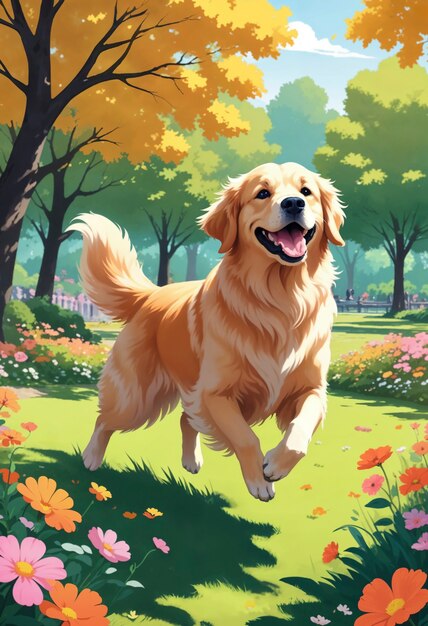 Free Photo close up on dog illustrated in anime style