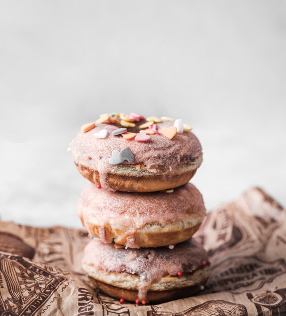 Close-up donuts with frosting