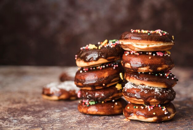 Close-up donuts with frosting